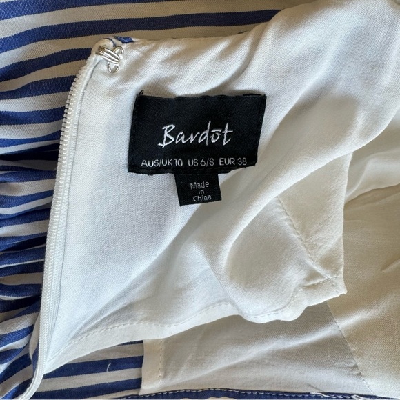 Bardot Paloma Stripe Midi Dress Cold Shoulder Size 6 - Picture 10 of 10